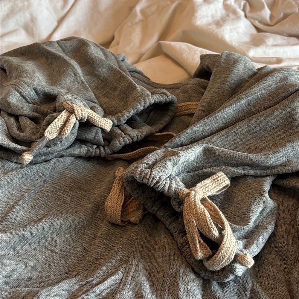 Free People Creekside Heather Gray Jogger Ankle Tie Harem Drop Crotch pants NWT - Picture 9 of 13